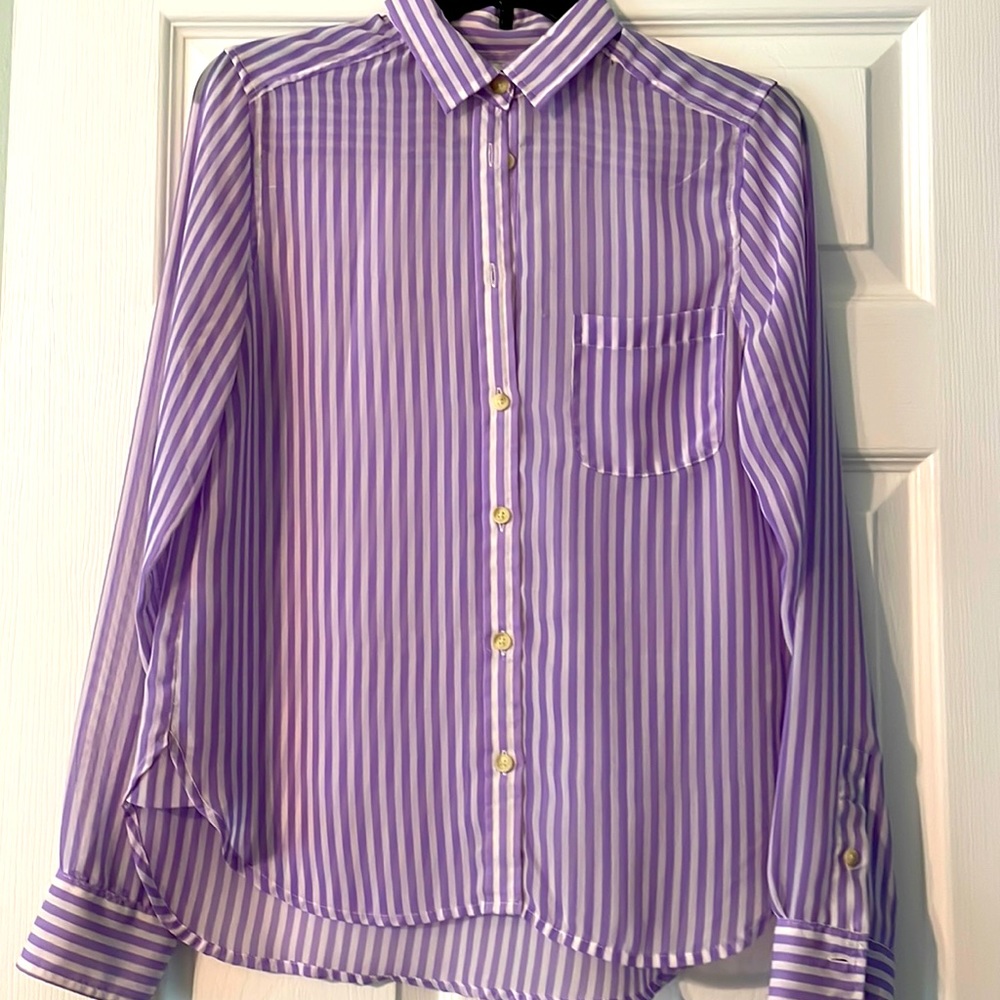 AE Purple & White striped shirt. Size S/P